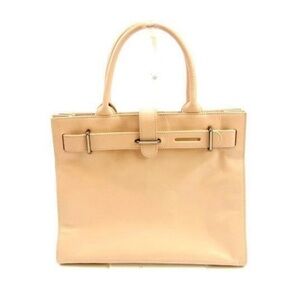 Furla Tan Satchel with Structured Design and Gold Hardware